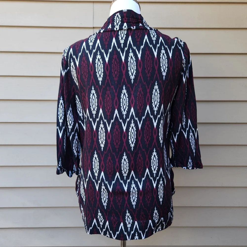Forever 21 Dark Blue Multicolor Print Blazer 3/4 Sleeves Pockets Lightweight - Picture 9 of 12